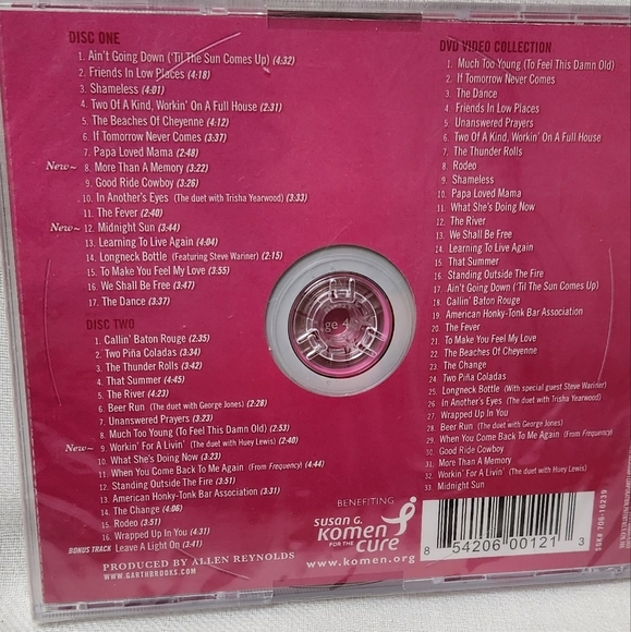 Garth Brooks The Ultimate Hits Pink Edition Cancer RARE CD DVD NEW - Picture 3 of 3